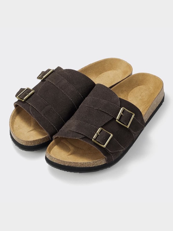 リアルレザーダブルバックルサンダル+E