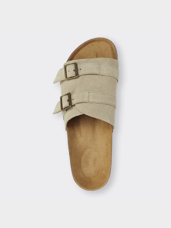 リアルレザーダブルバックルサンダル+E