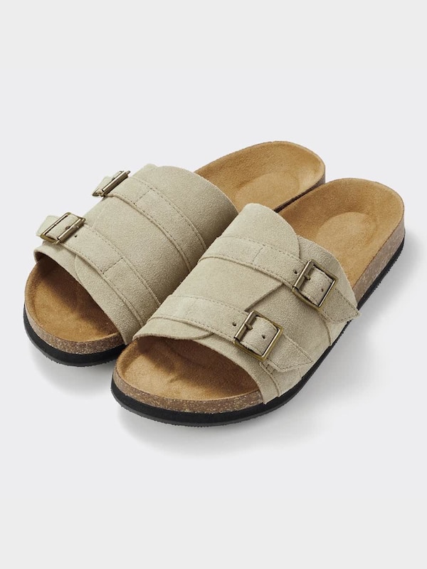 リアルレザーダブルバックルサンダル+E