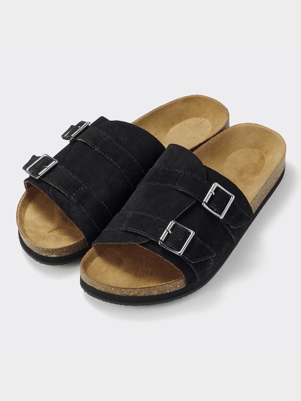 リアルレザーダブルバックルサンダル+E