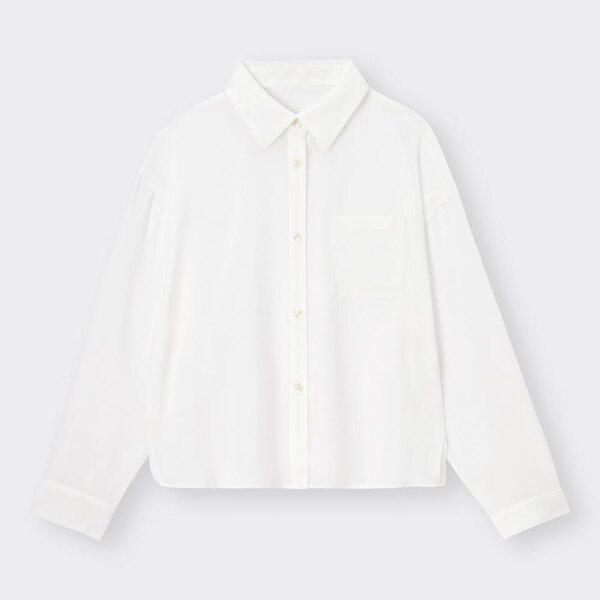 シアークロップドシャツ(長袖)Q-OFF WHITE