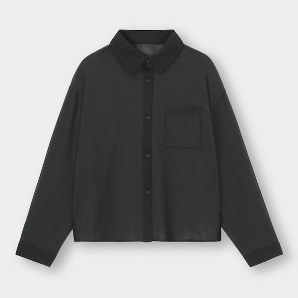 シアークロップドシャツ(長袖)Q-BLACK