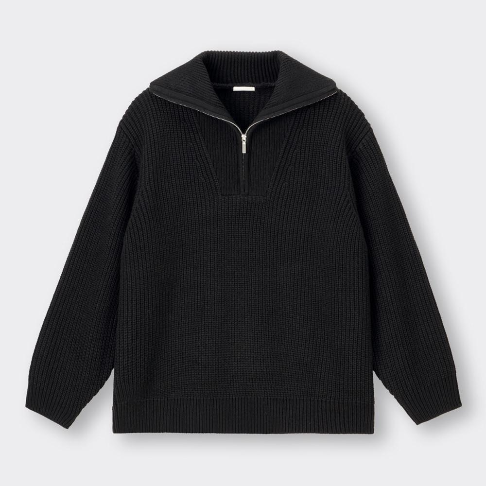 GU公式 | ローゲージハーフジップセーター(長袖)NT+E | ファッション通販サイト