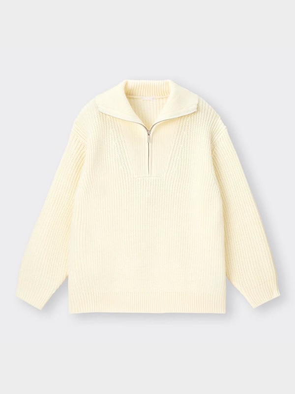 ローゲージハーフジップセーター(長袖)NT+E