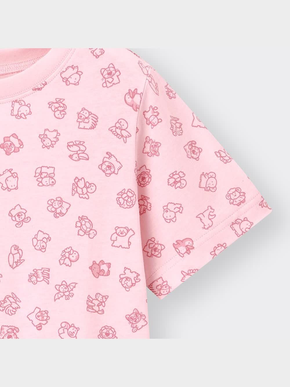 GU公式 | KIDS(男女兼用)ラウンジセット(半袖) TABEKKO DOUBUTSU 2