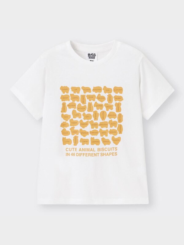 KIDS(男女兼用)グラフィックT(半袖) TABEKKO DOUBUTSU 1