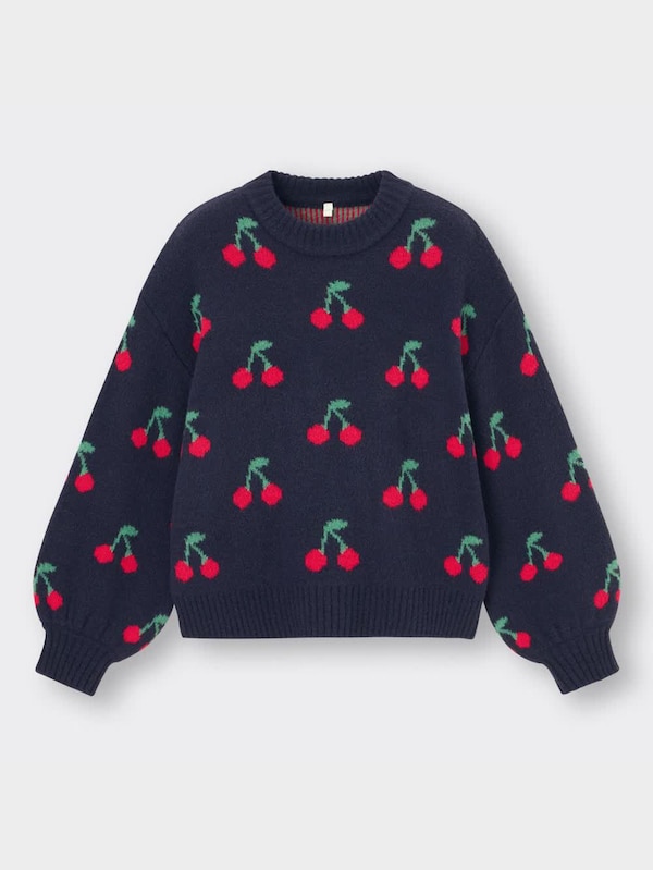 GIRLSジャカードセーター(長袖)(チェリー)