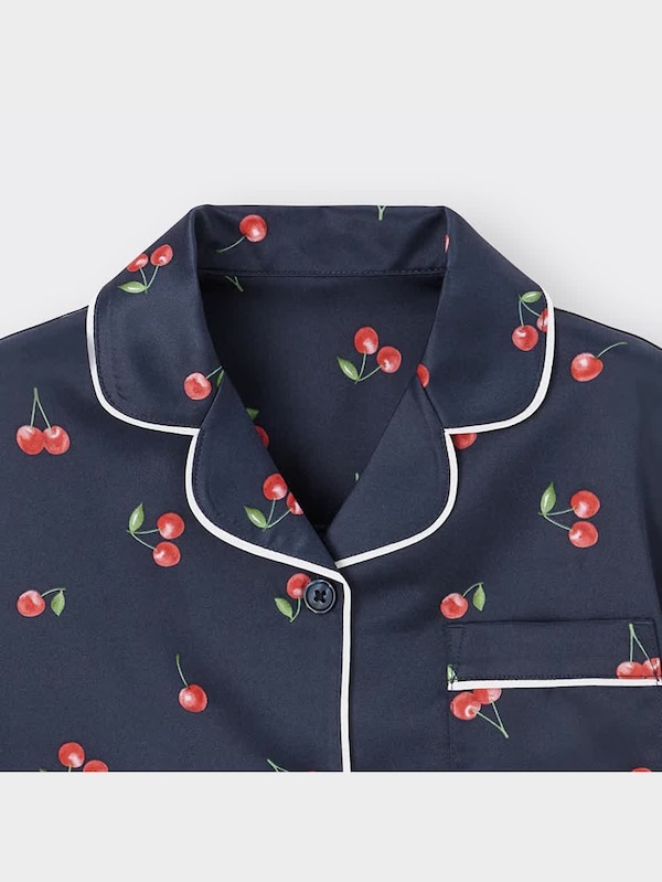 GIRLSサテンパジャマ(半袖&ショートパンツ)(チェリー)+E