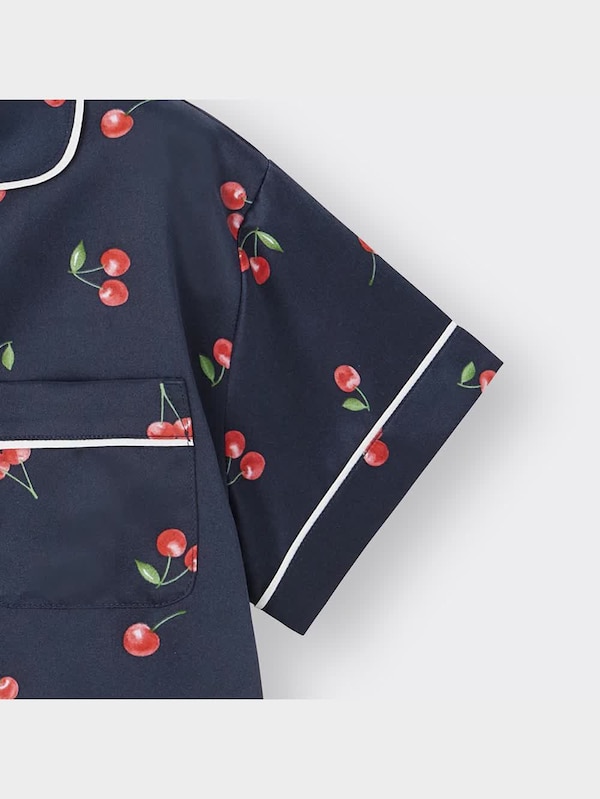 GIRLSサテンパジャマ(半袖&ショートパンツ)(チェリー)+E