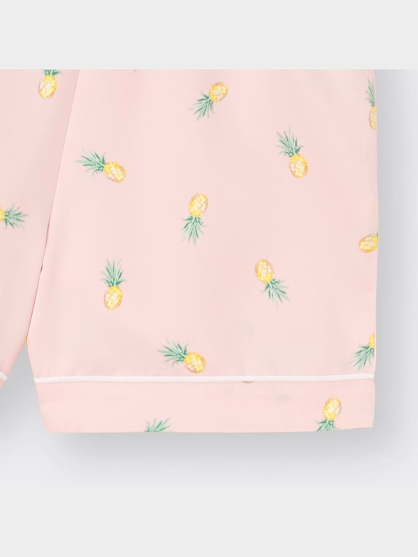GIRLSサテンパジャマ(半袖&ショートパンツ)(パイナップル)+E