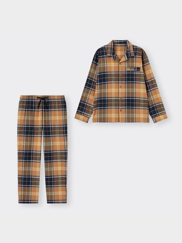 フランネルパジャマ(長袖&ロングパンツ)(チェック)+E