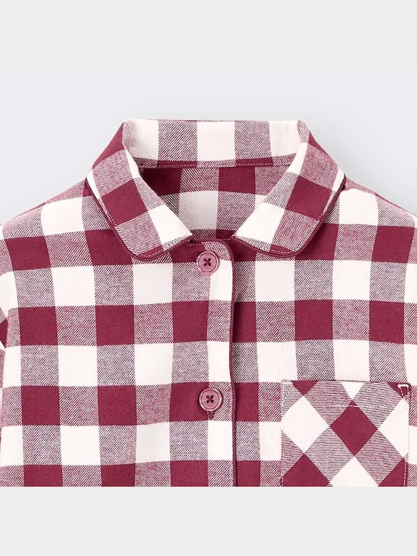 GIRLSフランネルパジャマ(長袖&ロングパンツ)(チェック)+X