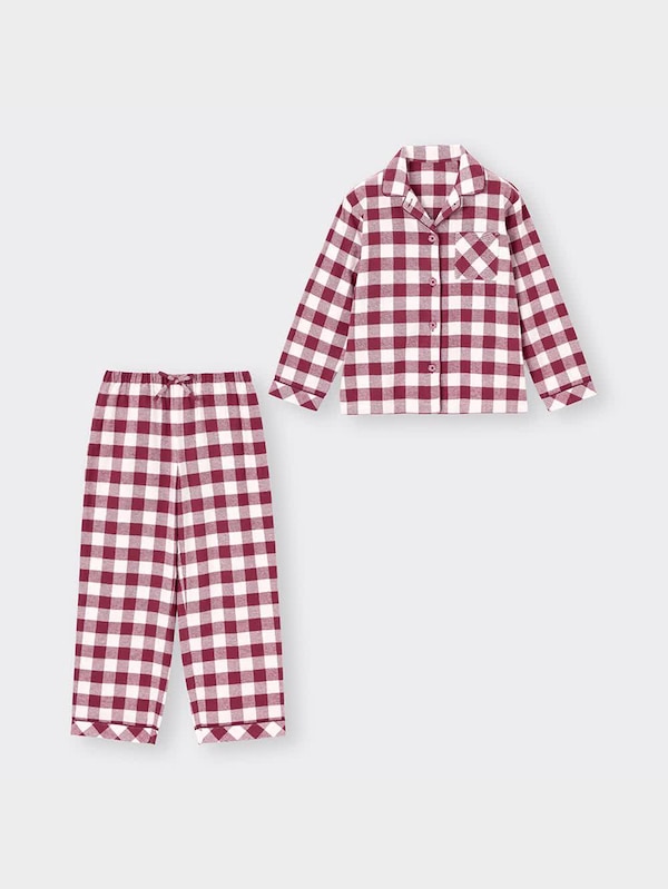 GIRLSフランネルパジャマ(長袖&ロングパンツ)(チェック)+X