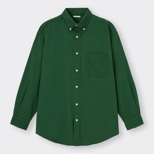 ツイルオーバーサイズシャツ(長袖)-GREEN