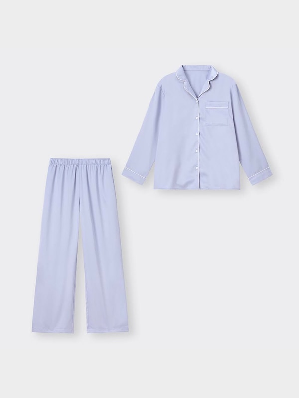 サテンパジャマ(長袖&ロングパンツ)