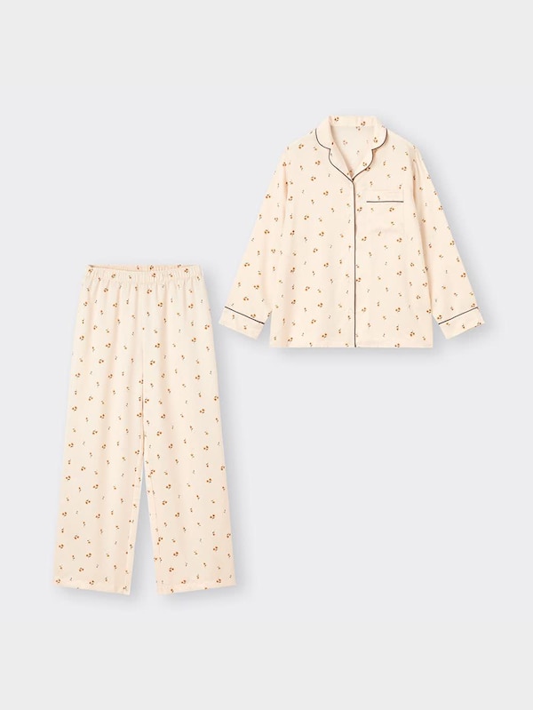 サテンパジャマ(長袖&ロングパンツ)(ポピー)