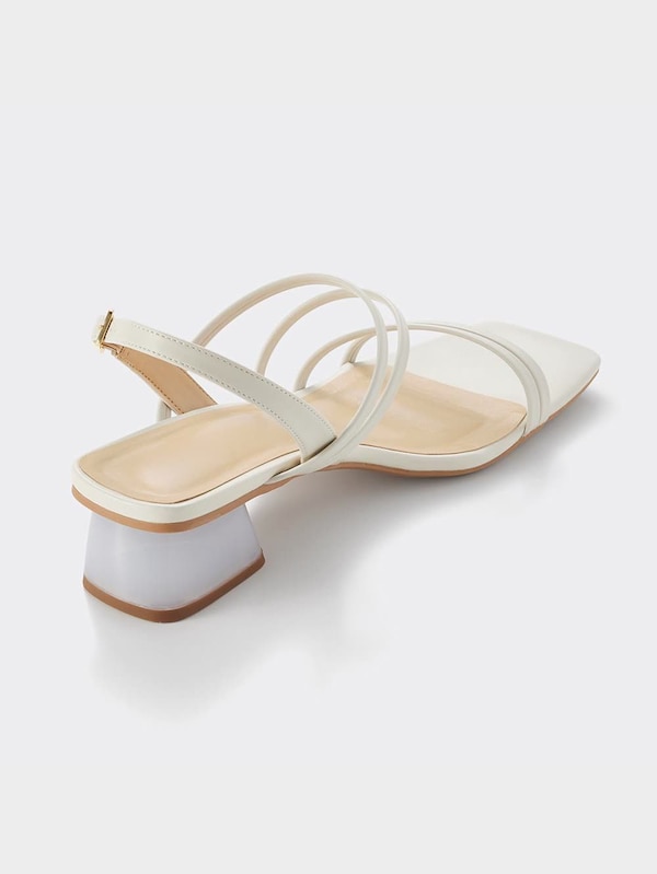 ナローストラップクリアヒールサンダル