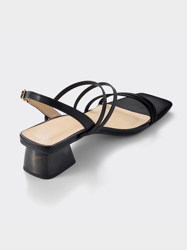 ナローストラップクリアヒールサンダル