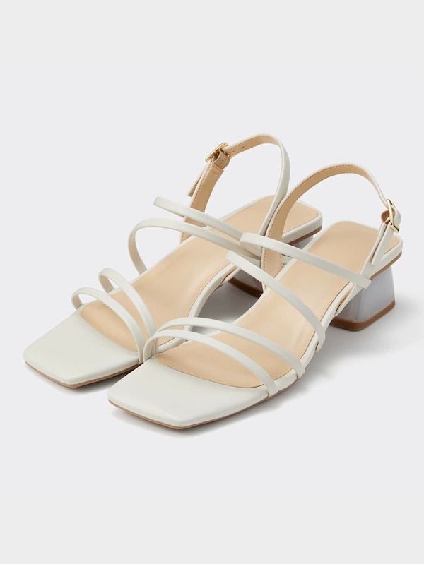 ナローストラップクリアヒールサンダル