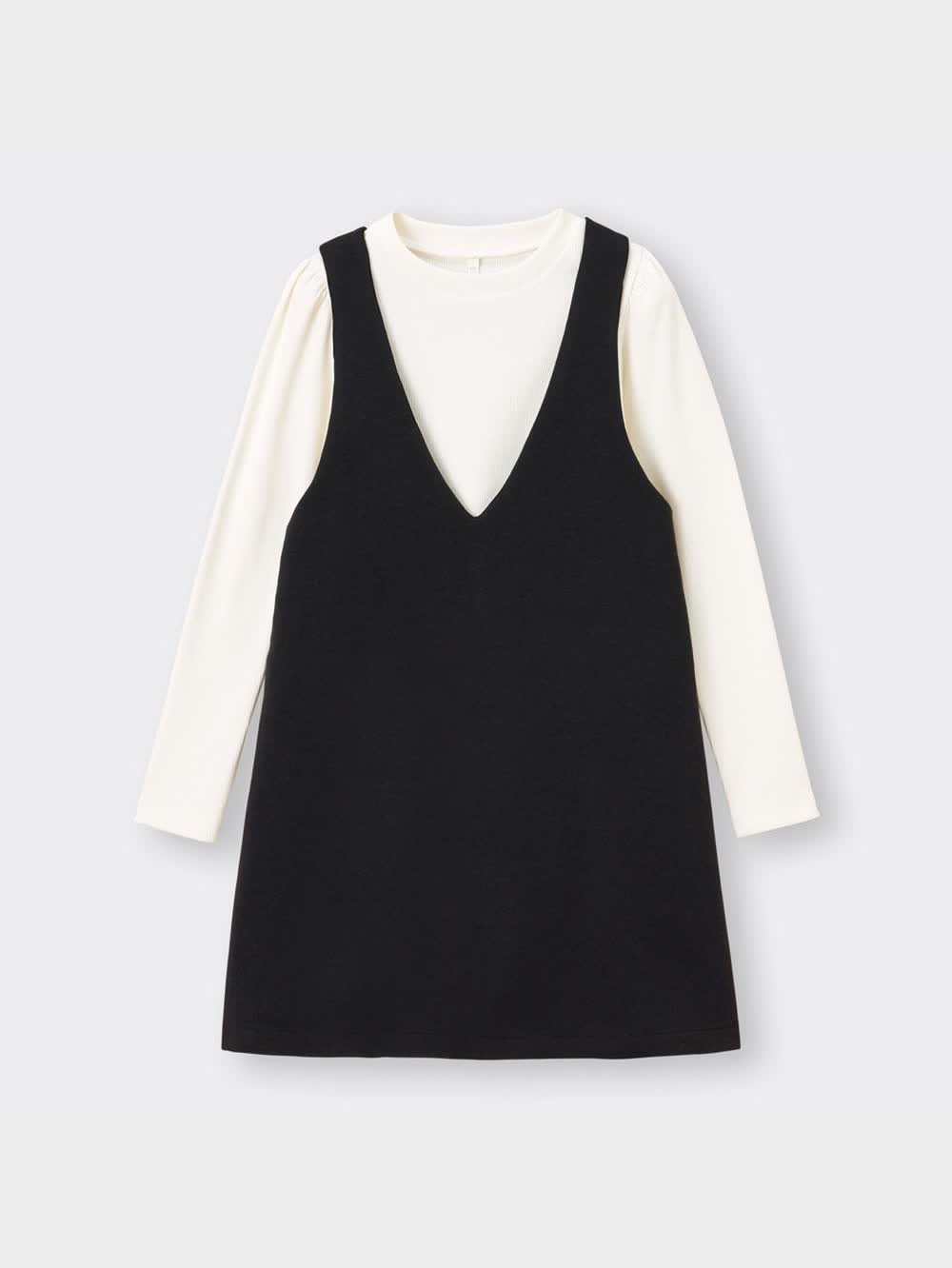 きゃん　1113 GU公式 | GIRLSリブTセットジャンパードレス(長袖)