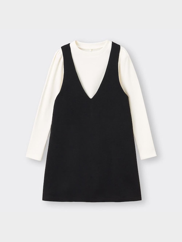 GIRLSリブTセットジャンパードレス(長袖)