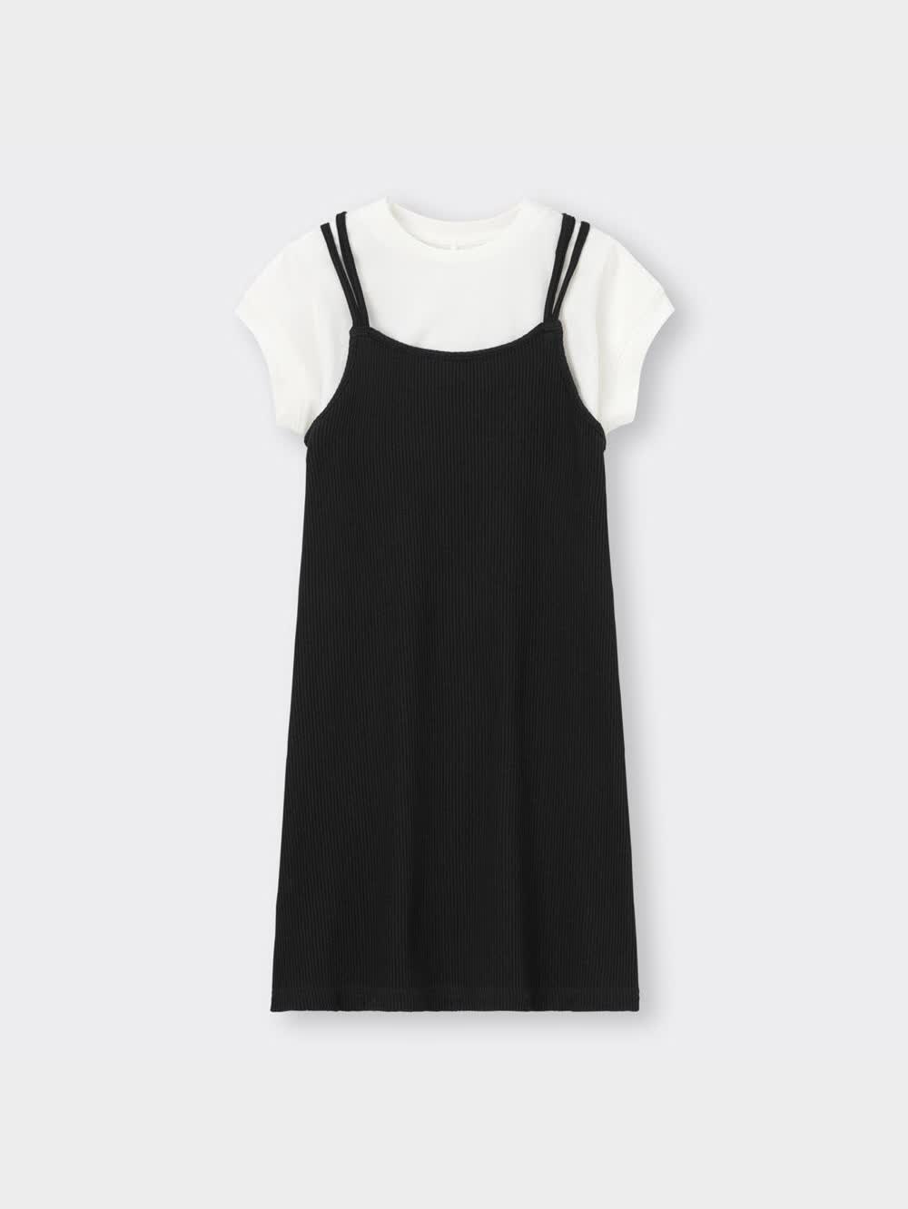 Aページ　023 GU公式 | GIRLS 2WAYリブキャミソールワンピース(半袖)