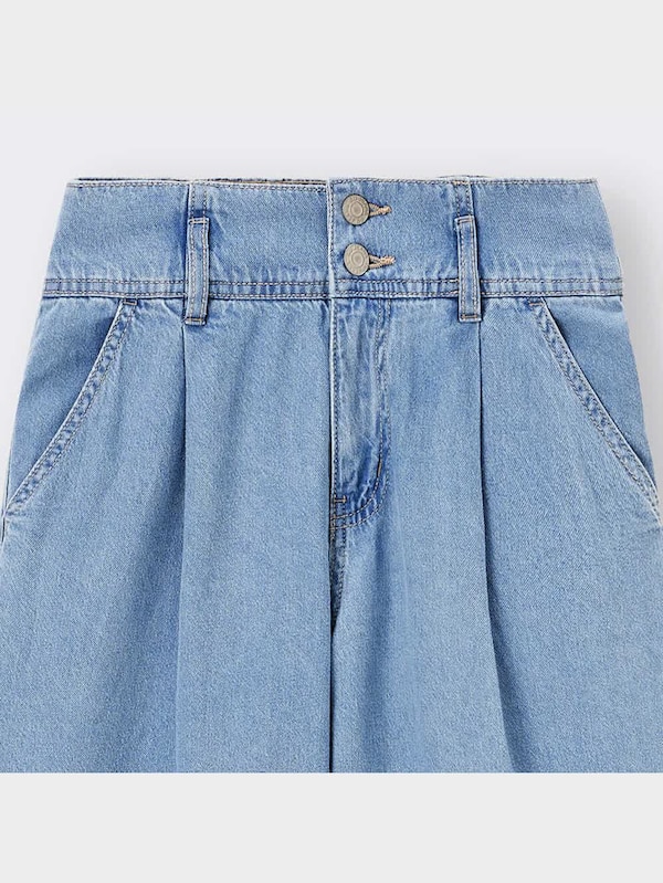 GIRLSデニムハイウエストタックワイドパンツJR+E