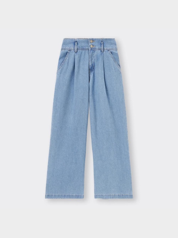 GIRLSデニムハイウエストタックワイドパンツJR+E