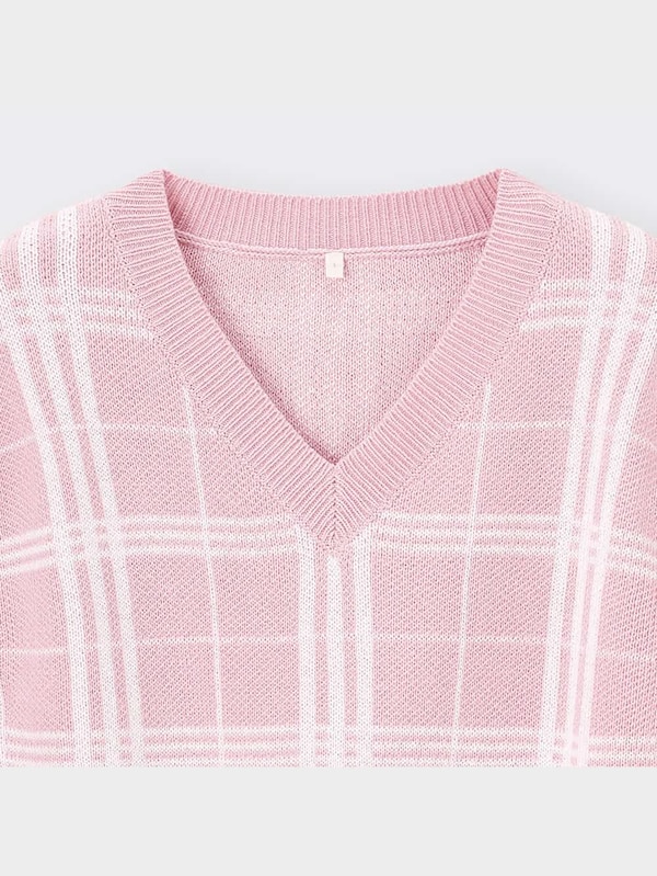 GIRLSクロップドチェックニットベストJR+E