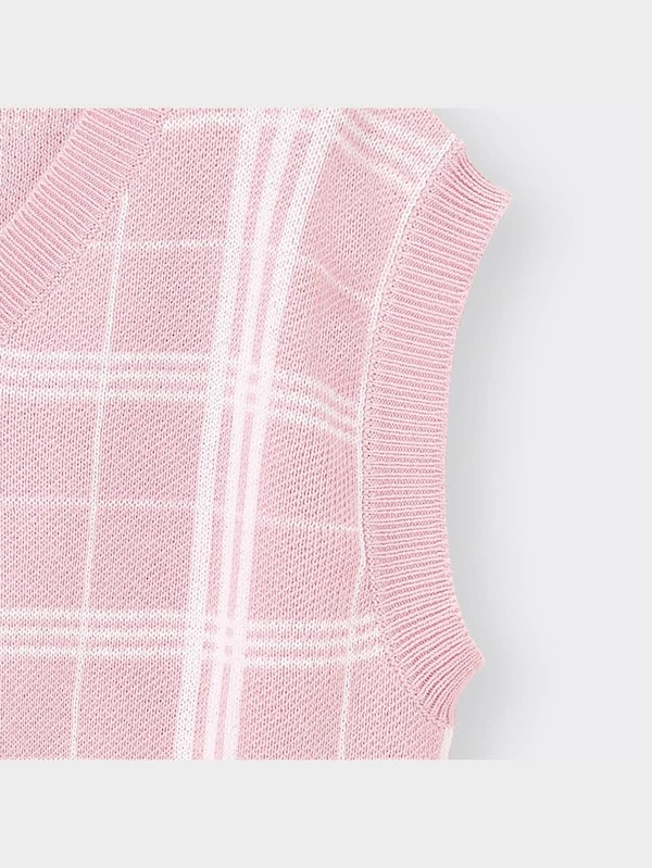 GIRLSクロップドチェックニットベストJR+E