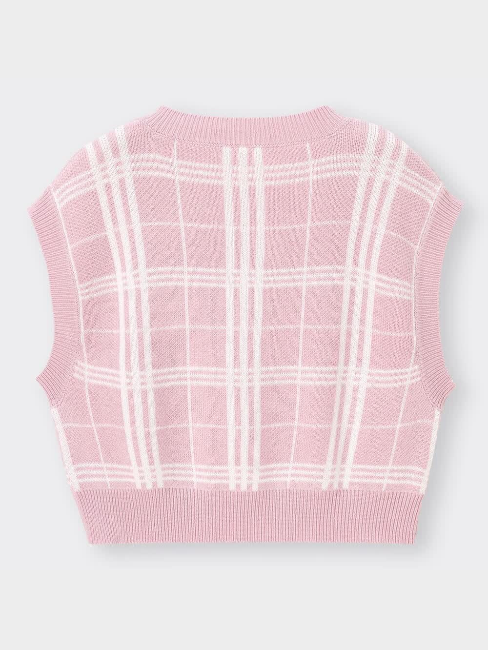 GU公式 | GIRLSクロップドチェックニットベストJR+E