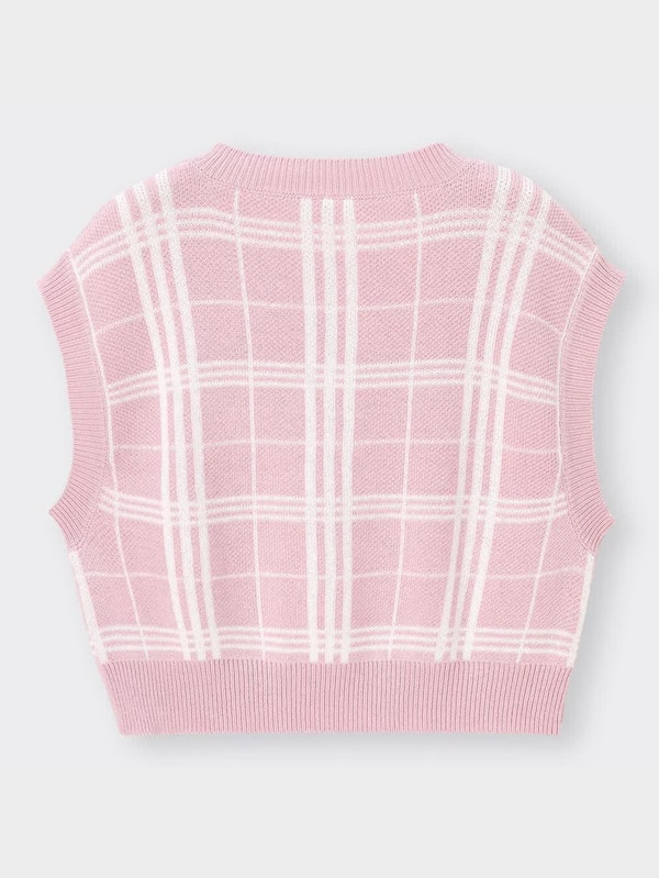 GIRLSクロップドチェックニットベストJR+E