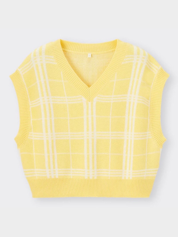 GIRLSクロップドチェックニットベストJR+E