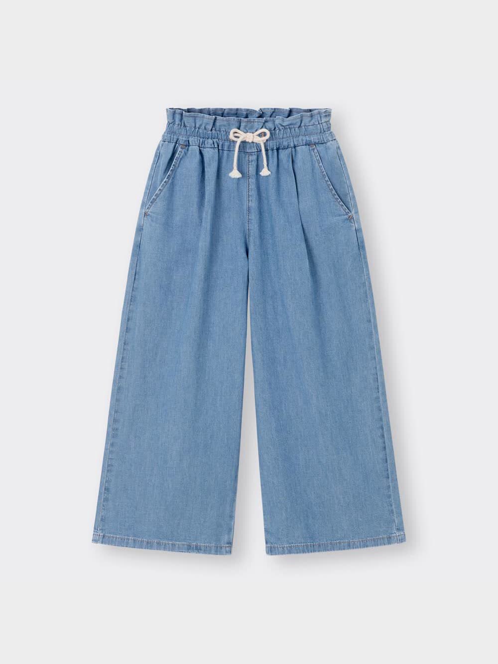 GU公式 | GIRLSライトデニムプルオンワイドパンツ