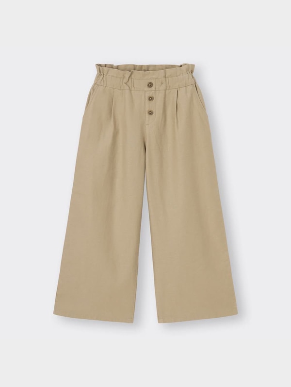GIRLSリネンブレンドプルオンワイドパンツ