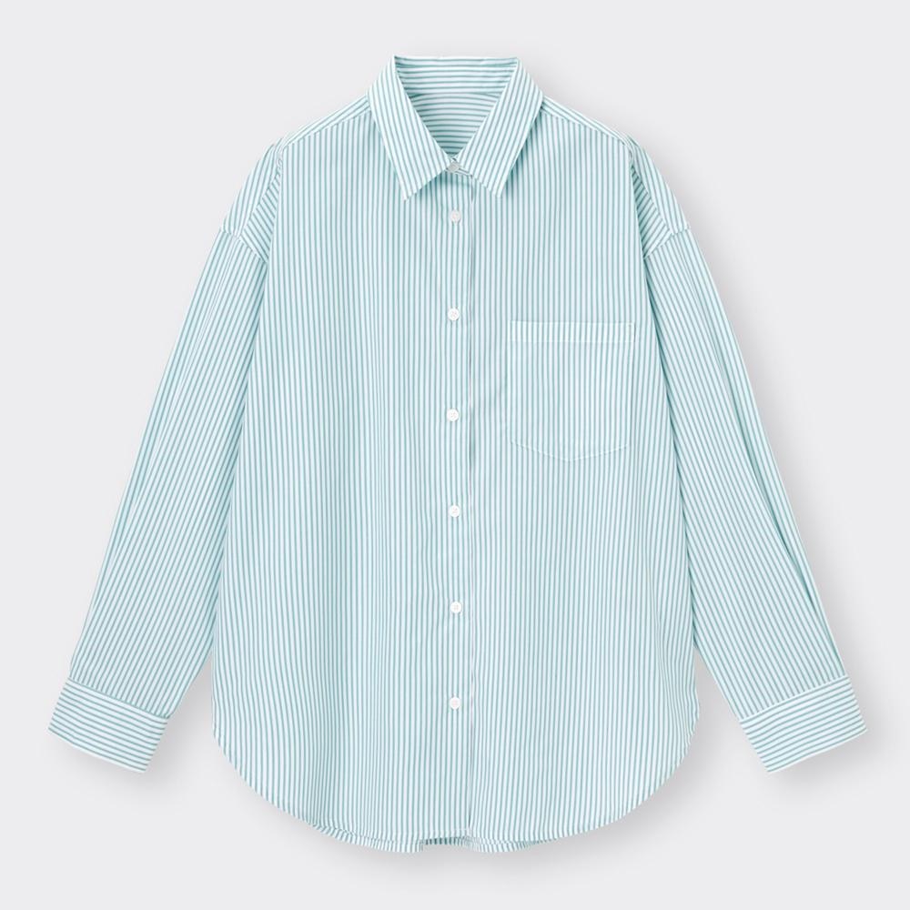 （GU）ストライプオーバーサイズシャツ(長袖)