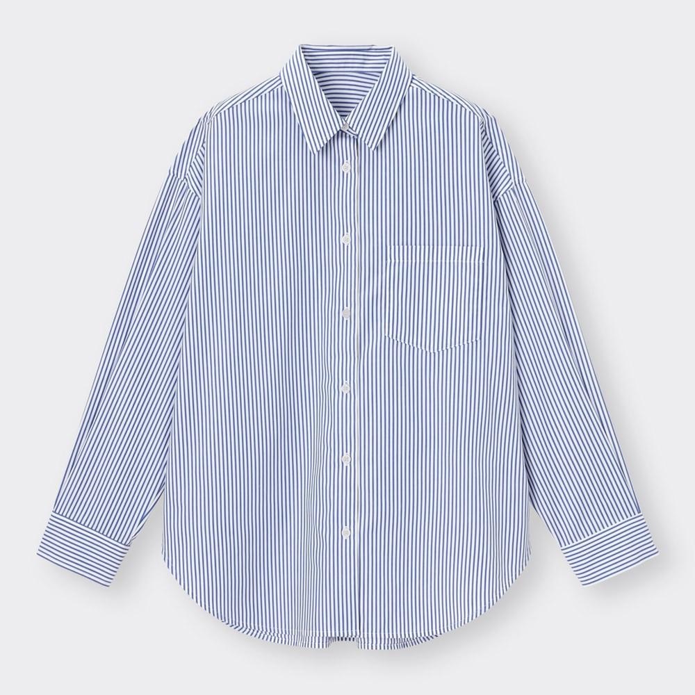 （GU）ストライプオーバーサイズシャツ(長袖)