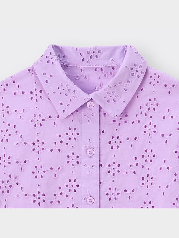 GIRLSコットンレースクロップドシャツ(5分袖)(セットアップ可能)