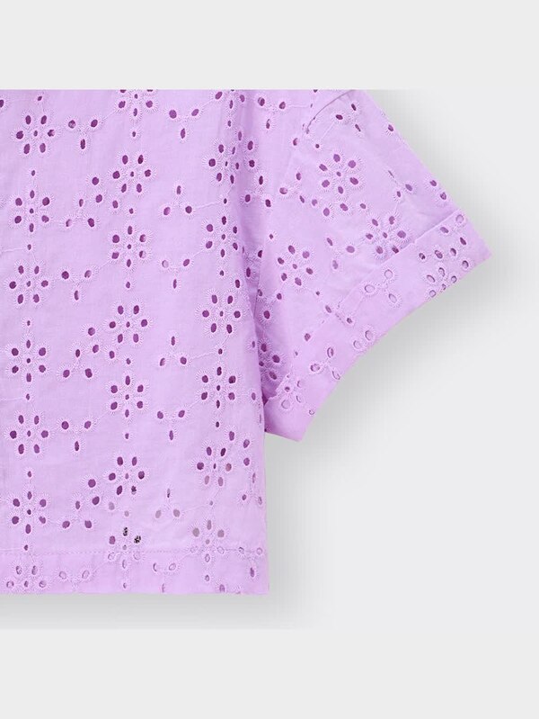 GIRLSコットンレースクロップドシャツ(5分袖)(セットアップ可能)