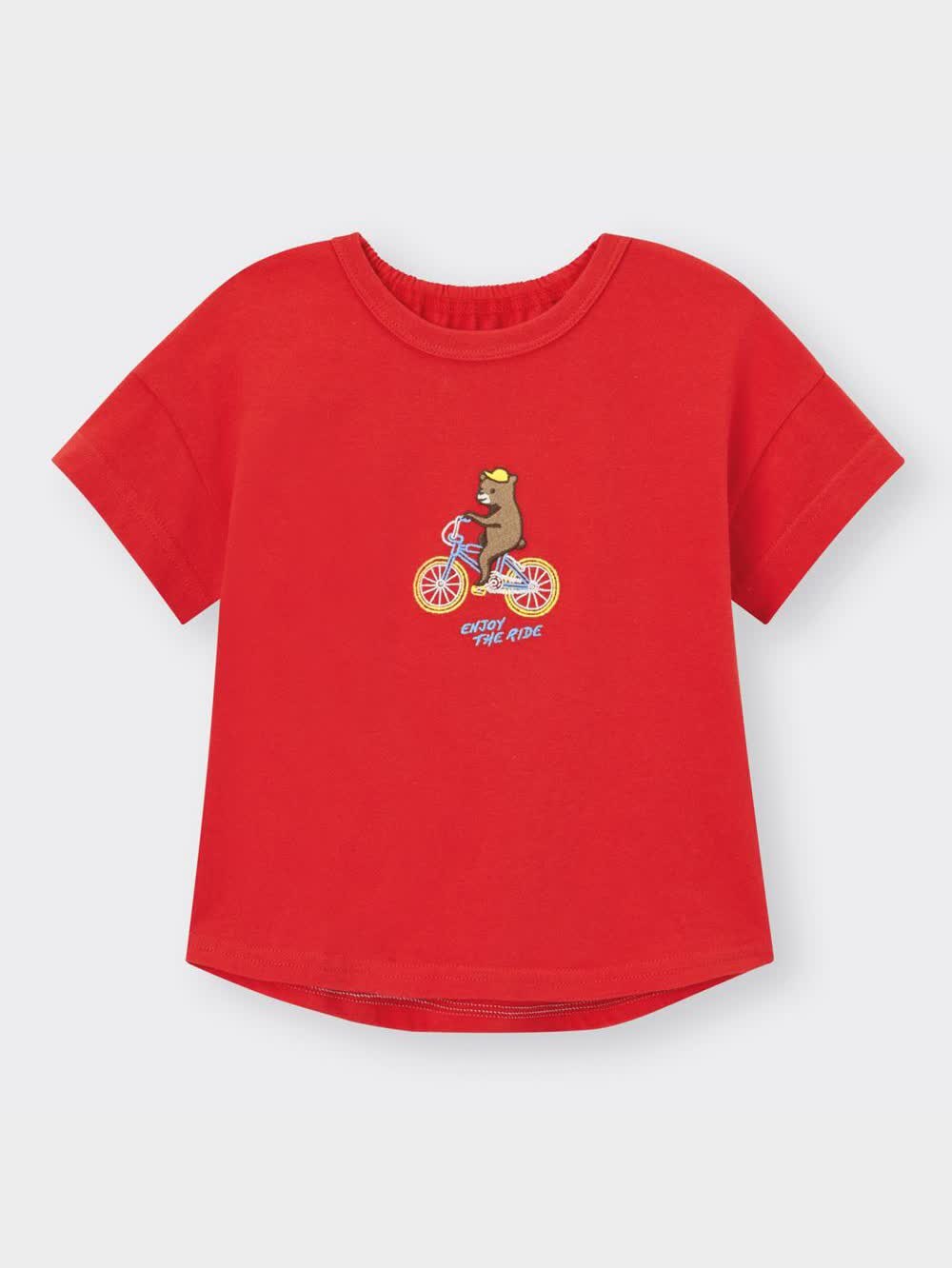 うんページ ロゴ刺繍ヘンリーネック半袖Tシャツ(M ダークグレー): トップス