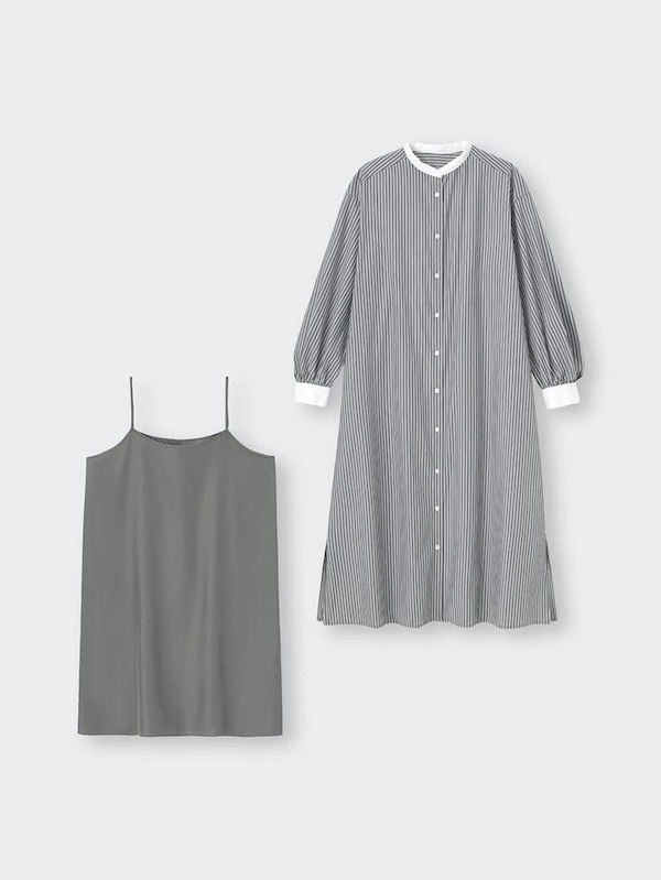 ストライプシャツワンピース(長袖)