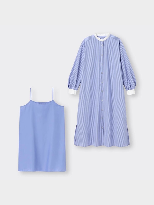 ストライプシャツワンピース(長袖)