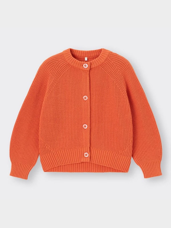 GIRLSウォッシャブル畦クルーネックカーディガン(長袖)