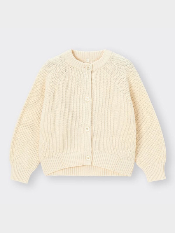GIRLSウォッシャブル畦クルーネックカーディガン(長袖)