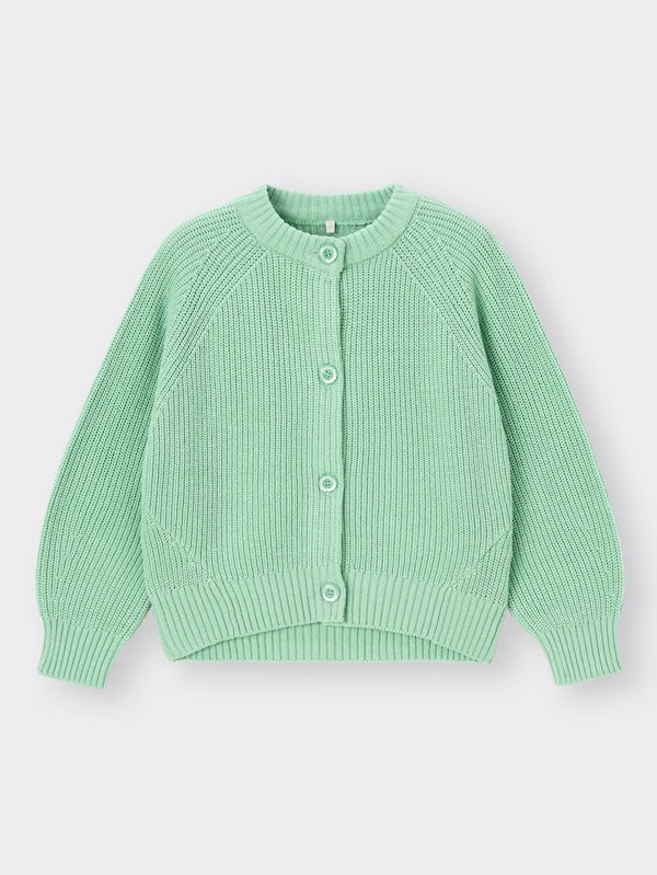 GIRLSウォッシャブル畦クルーネックカーディガン(長袖)