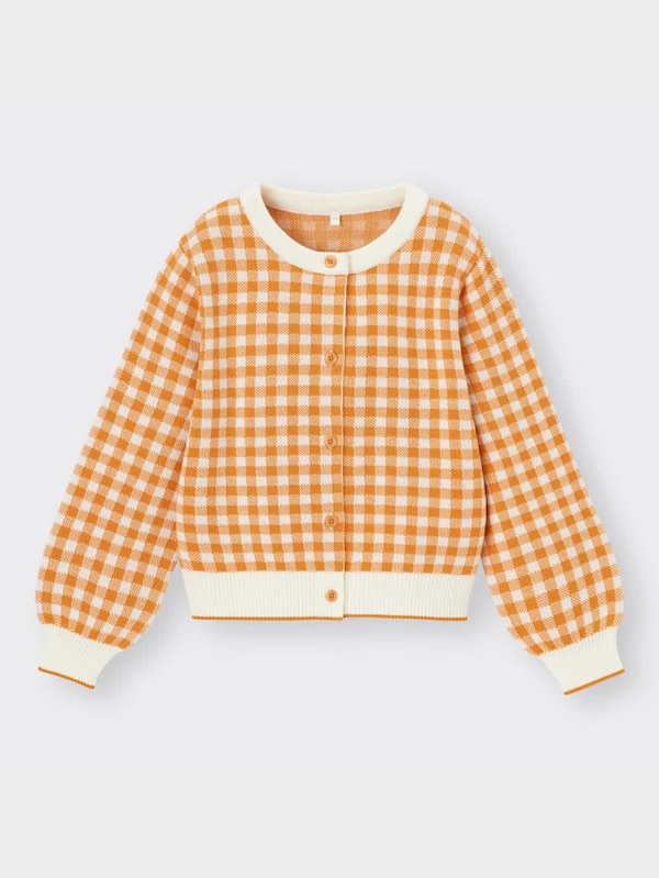 GIRLSウォッシャブルギンガムチェックカーディガン(長袖)(セットアップ可能)