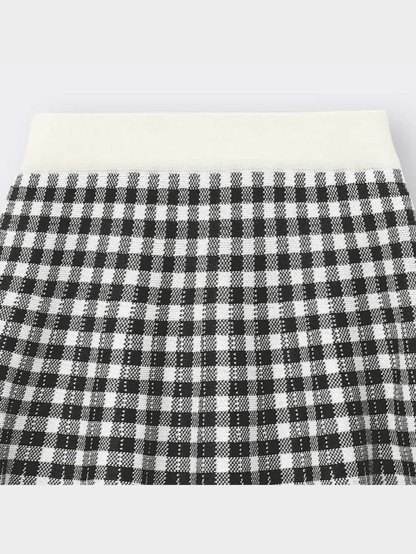 GIRLSウォッシャブルギンガムチェックニットスカート(セットアップ可能)