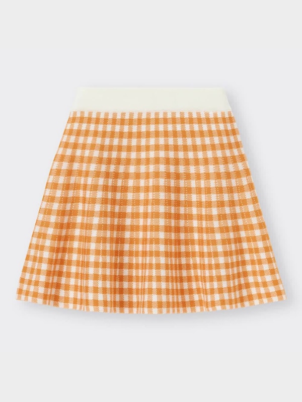 GIRLSウォッシャブルギンガムチェックニットスカート(セットアップ可能)