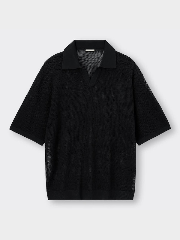 メッシュニットスキッパーポロシャツ(5分袖)