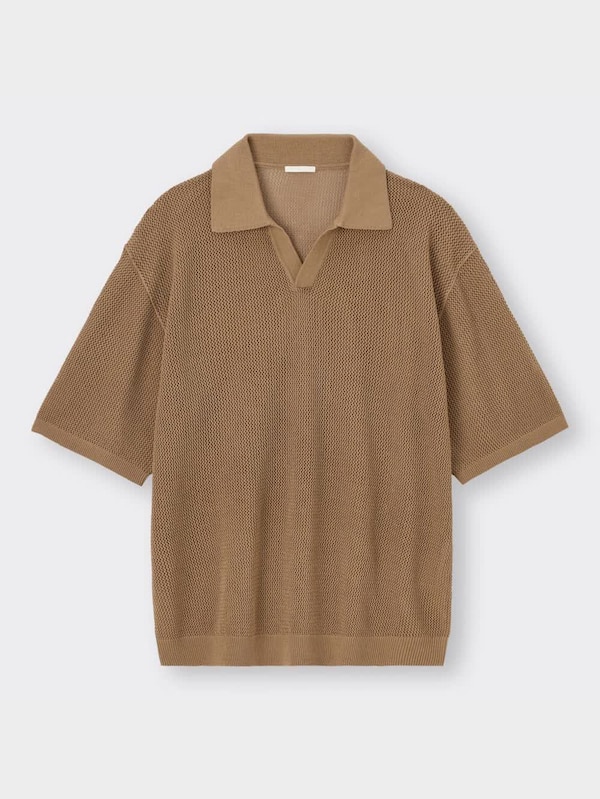 メッシュニットスキッパーポロシャツ(5分袖)
